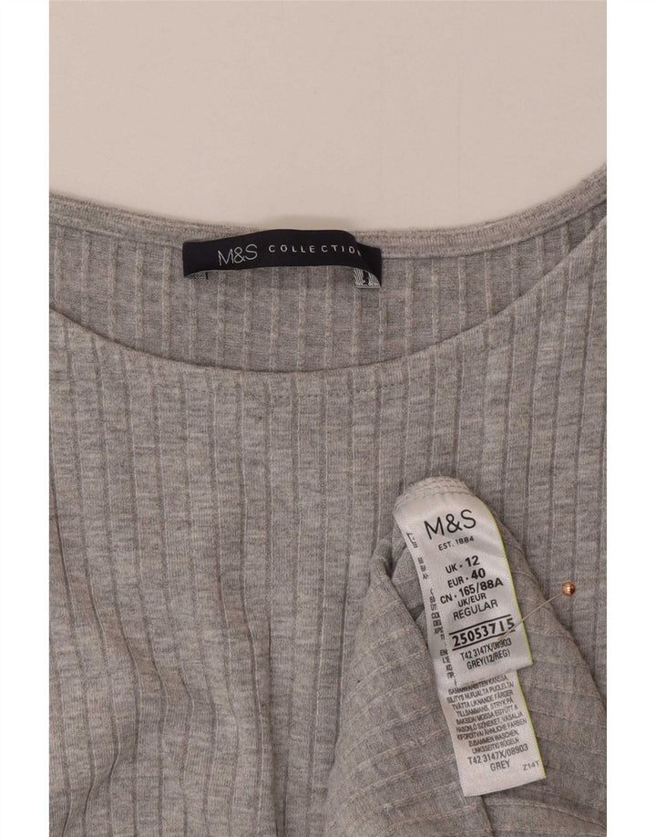 Marks & Spencer Womens Sleeveless Bodycon Dress UK 12 Medium Grey Viscose