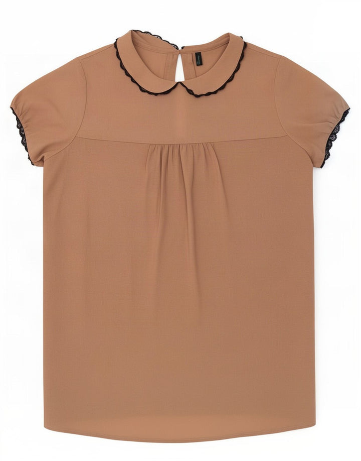 Blusa feminina Benetton UK 10 pequena poliéster bege