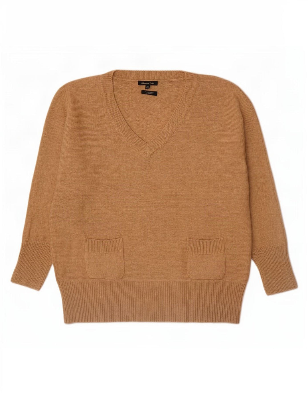 Massimo Dutti Dame V-hals sweater UK 14 Medium Beige Uld