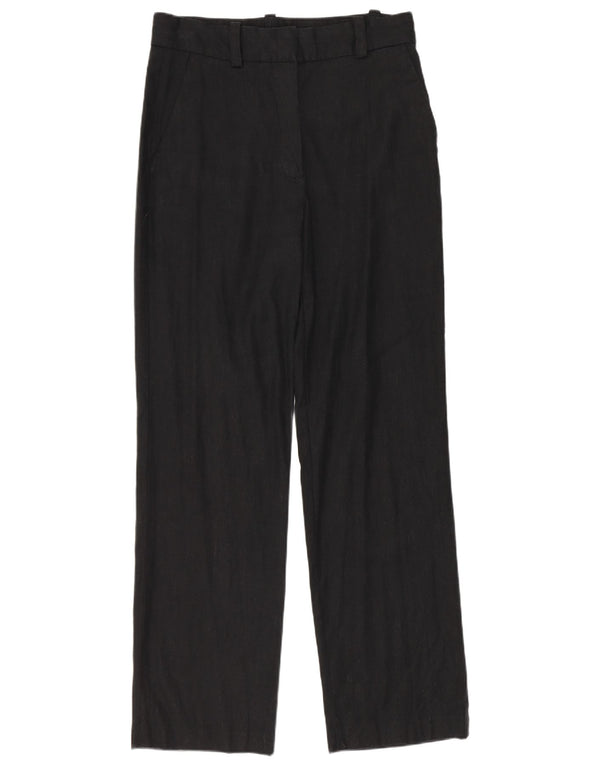 Massimo Dutti Womens Straight Chino Trousers EU 36 XS W26 L28 Black Linen