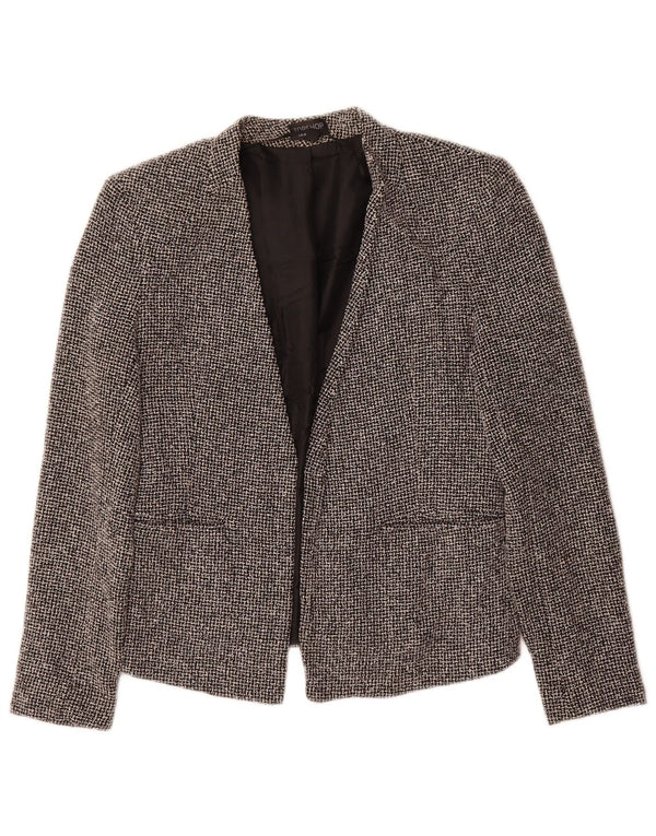 Topshop Womens Open Blazer Jacke UK 10 Small Black Check Cotton