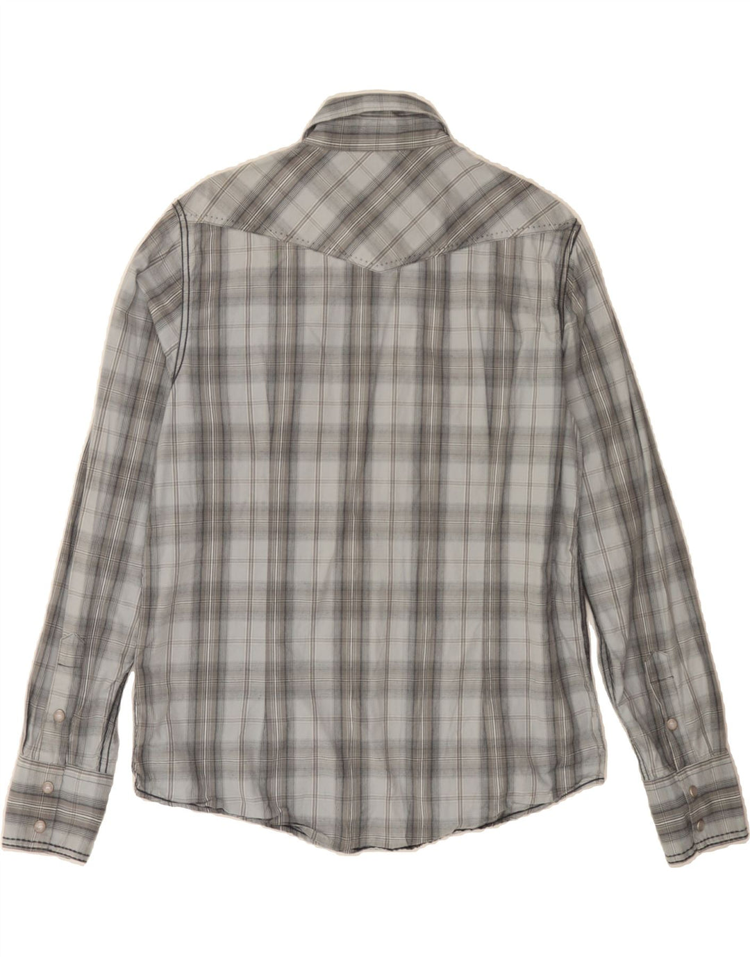 BKE Mens Slim Fit Shirt Medium Grey Check Cotton Vintage BKE and Second-Hand BKE from Messina Hembry 