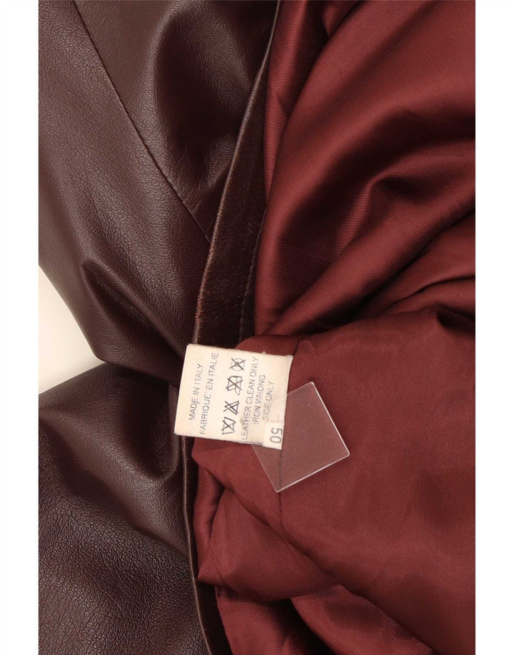 Basetti Womens Leather Coat IT 50 XL Brown Leather