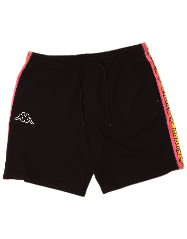 Kappa Mens Graphic Sport Shorts Medium  Black Colourblock Cotton