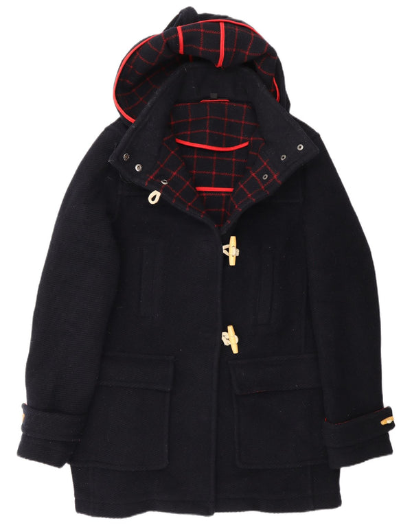 Topshop Dame Hooded Duffel Coat UK 12 Medium Navy Blue Wool