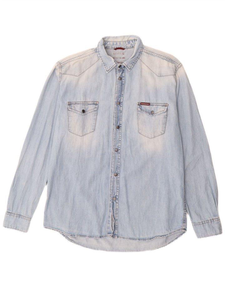 Carrera Mens Denim Shirt Large Blue Cotton