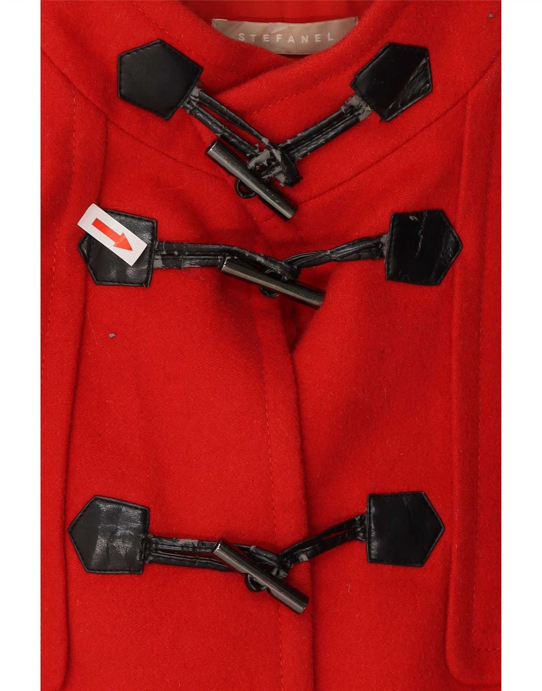 Jachetă duffle cu glugă pentru femei Stefanel IT 48 XL Lână virgină roșie