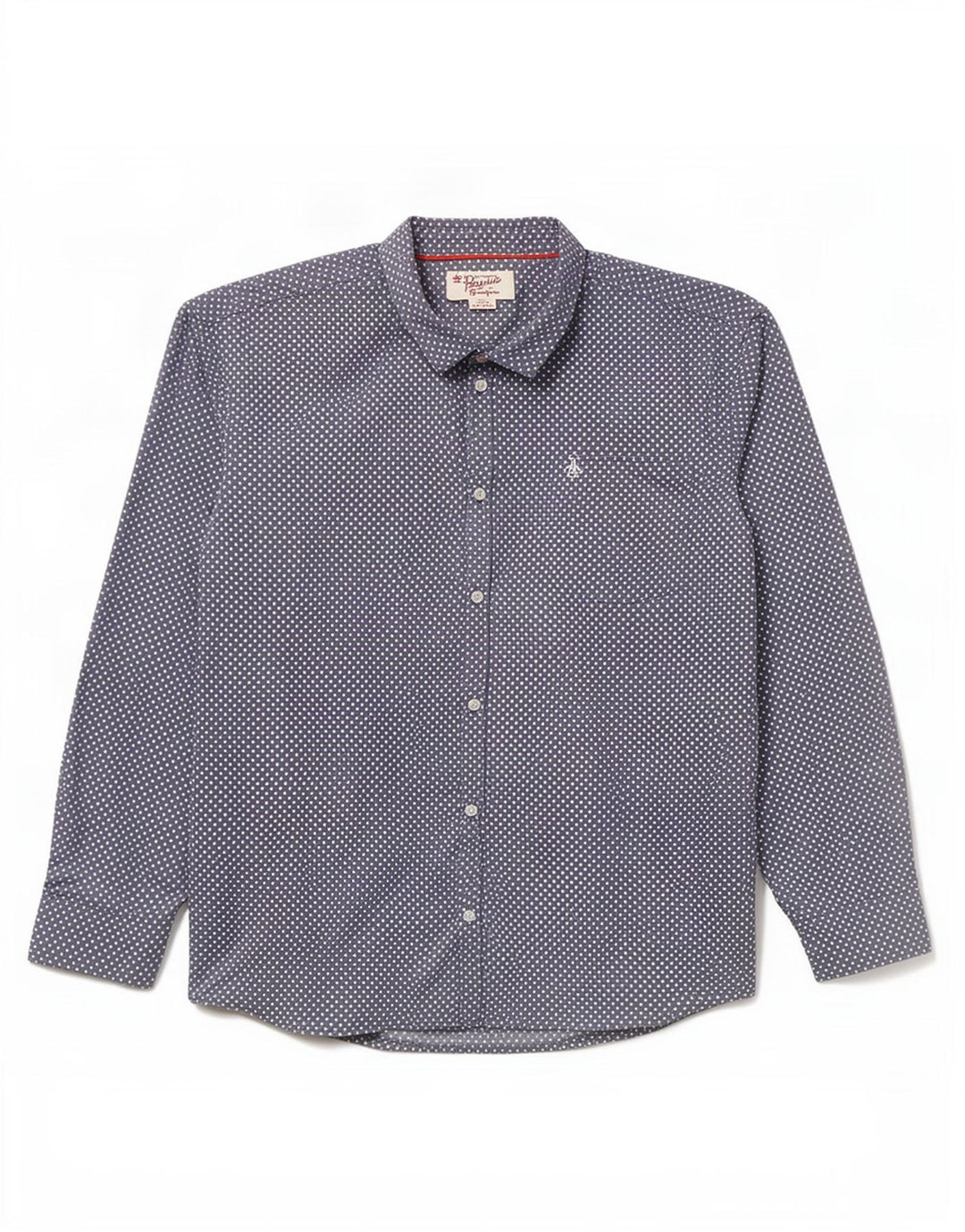 Camicia da uomo Pinguino 3XL cotone a pois blu