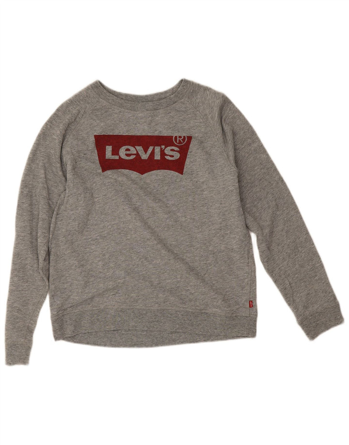 Levi's Womens Graphic Sweatshirt Jumper UK 16 Large Grey Cotton