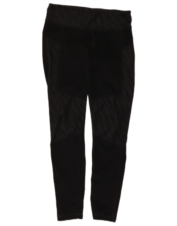 Adidas Womens Climalite Leggings UK 8/10 Small Black Spotted Polyester