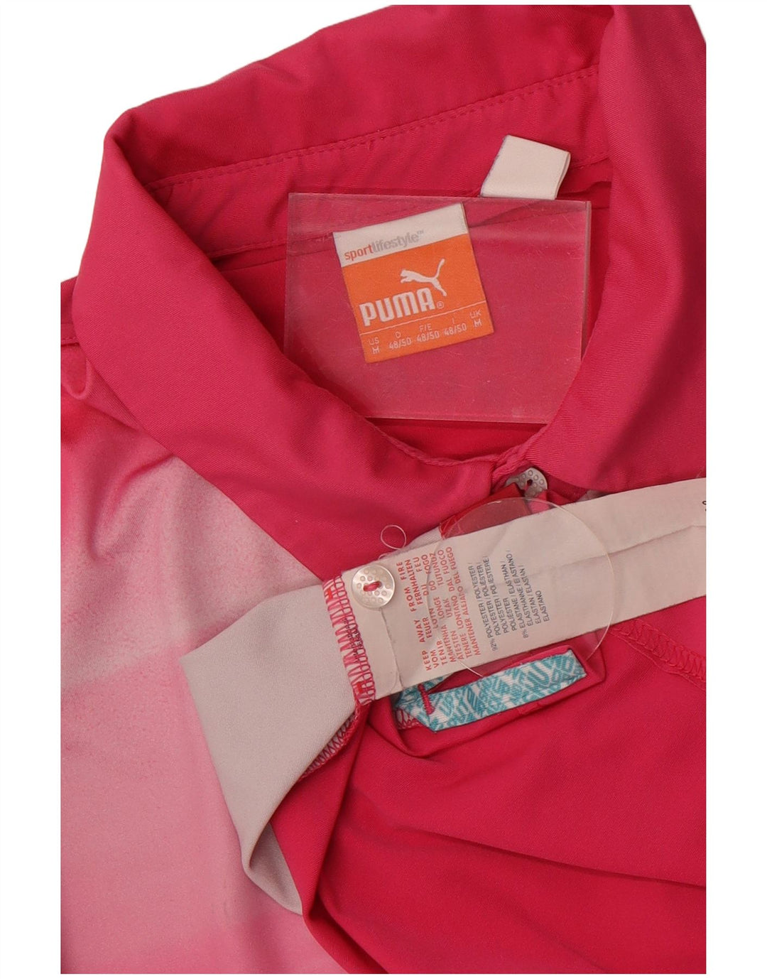 Puma Mens Abstract Pattern Polo Shirt Medium Pink Polyester