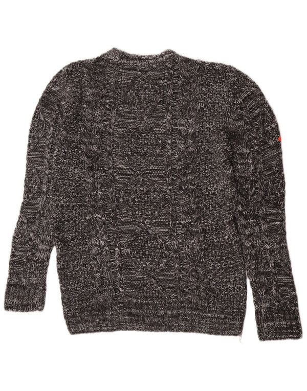 Superdry Mens Crew Neck Jumper Sweater Medium Grey Flecked Acrylic Winter
