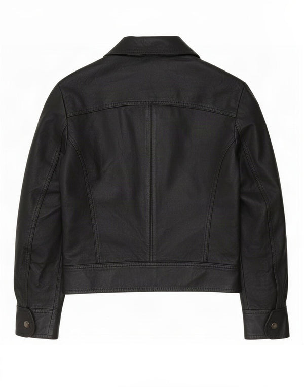 Vintage Damen Lederjacke UK 10 Small Schwarz