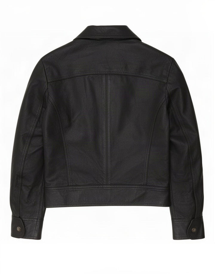 Vintage Damen Lederjacke UK 10 Small Schwarz
