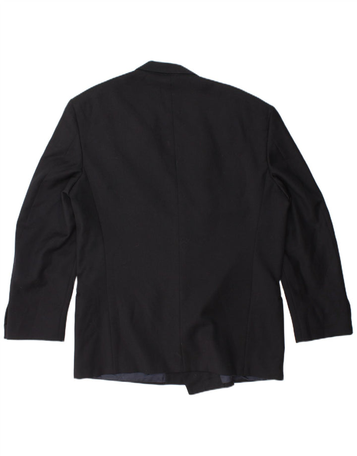 Valentino Mens Double Breasted Blazer Jacket IT 52 XL Black Virgin Wool