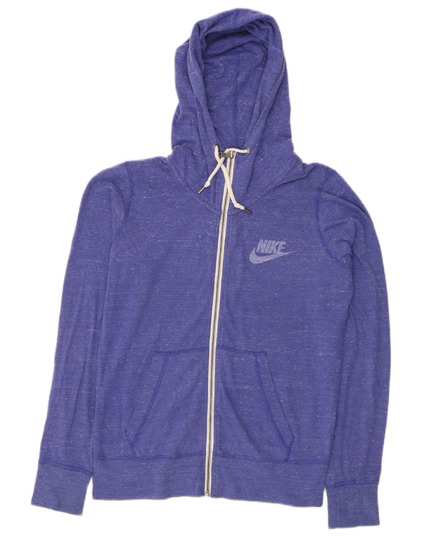 Женский свитер с капюшоном на молнии Nike UK 12, хлопковый средний фиолетовый с крапинками