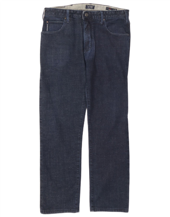 Armani Damen Regular Straight Jeans W31 L27 Marineblaue Baumwolle