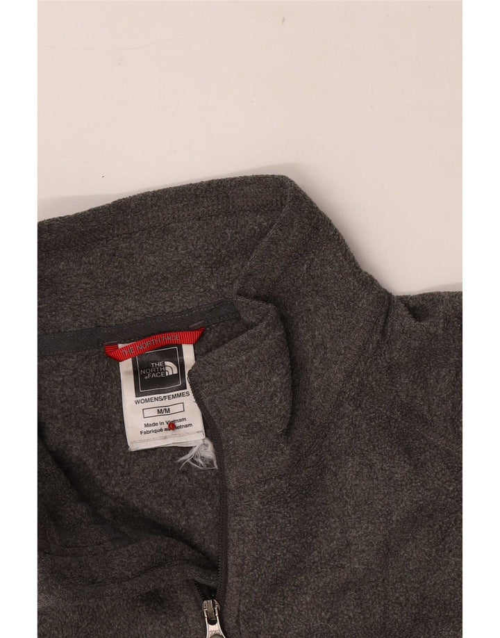 The North Face Womens Zip Neck Fleece Jumper UK 14 Medium Grey Polyester