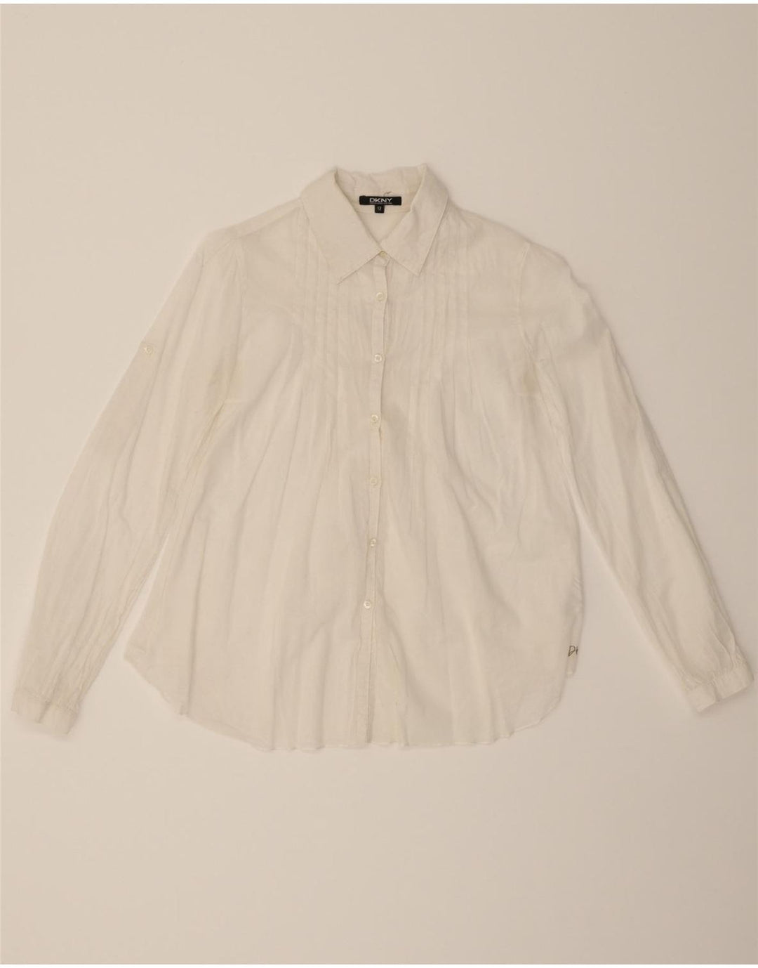 DKNY Girls Tuxedo Shirt 11-12 Years White Cotton Vintage Dkny and Second-Hand Dkny from Messina Hembry 