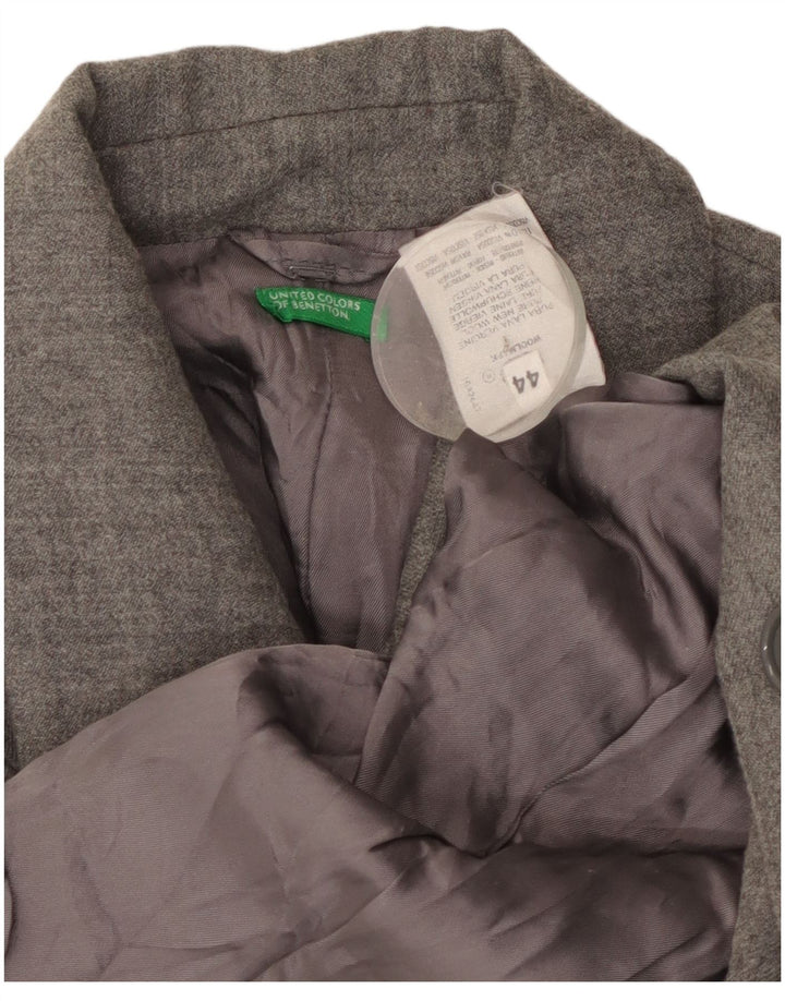 Giacca Blazer 5 Bottoni Donna Benetton IT 44 Lana Vergine Grigio Medio