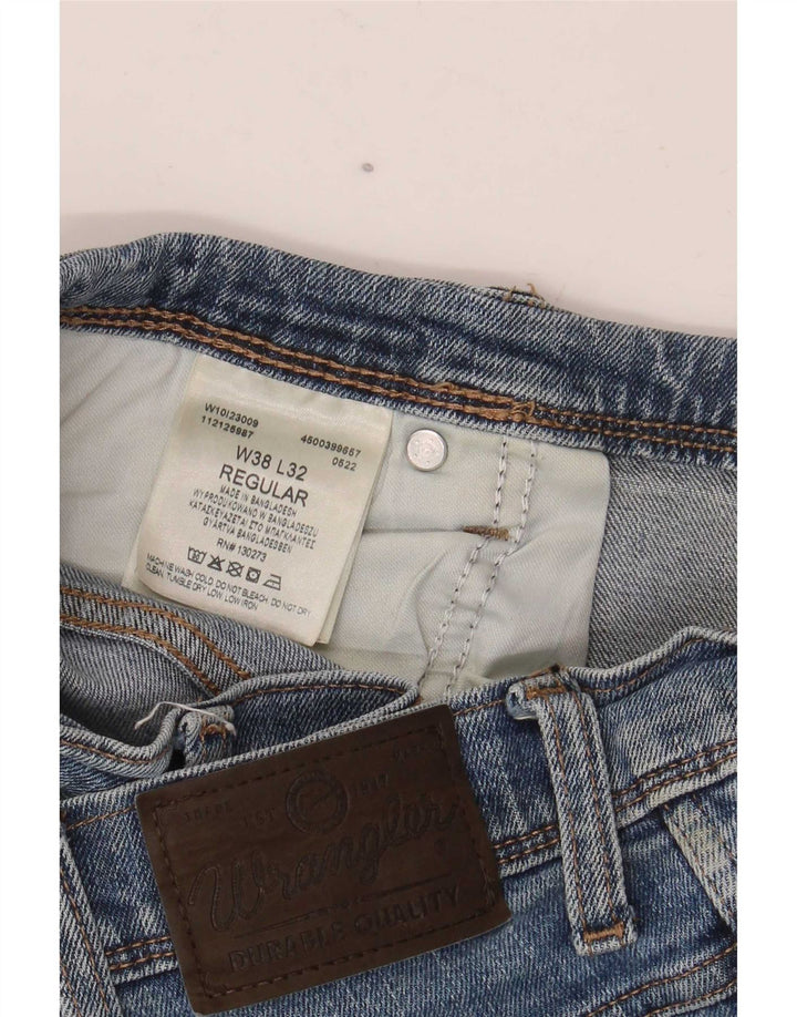 Wrangler Mens Regular Fit Straight Jeans W38 L32 Blue Cotton