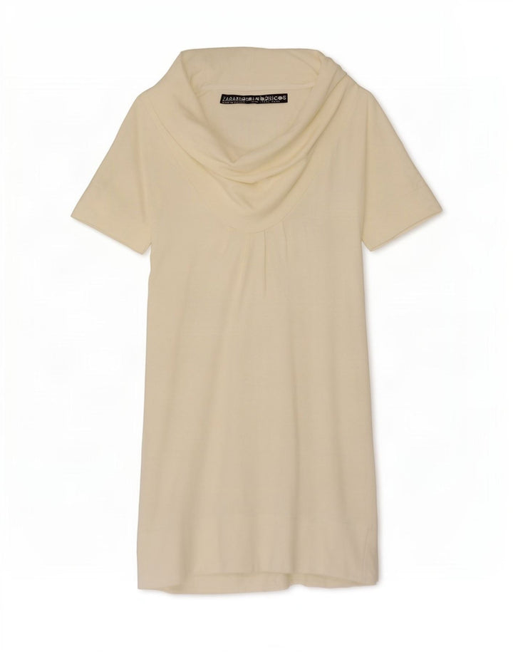 Zara Vestido recto para mujer UK 44 Grande Blanco roto