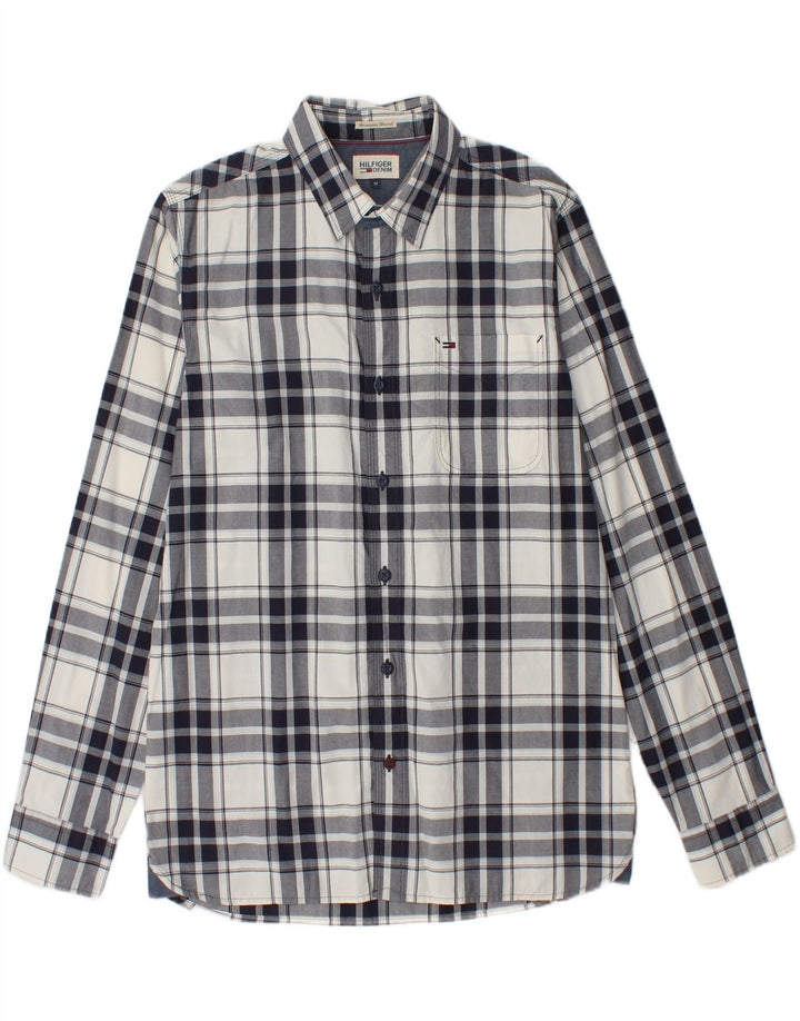 TOMMY HILFIGER Mens Shirt Medium Grey Check Cotton