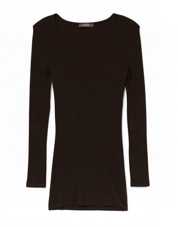 Oasis Dame Langærmet Jumper Kjole UK 10 Small Khaki Viscose