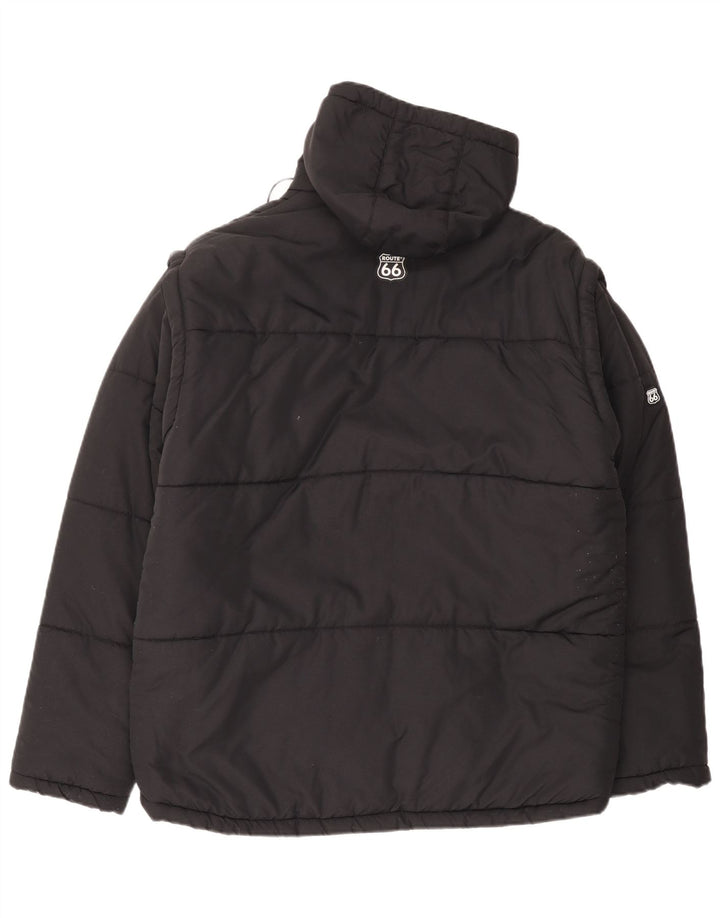 Giacca imbottita con cappuccio da uomo Route 66 UK 40 Large Nera in poliammide