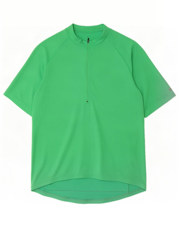 Nike Mens Dri Fit Zip Neck T-Shirt Top Large Green Polyester