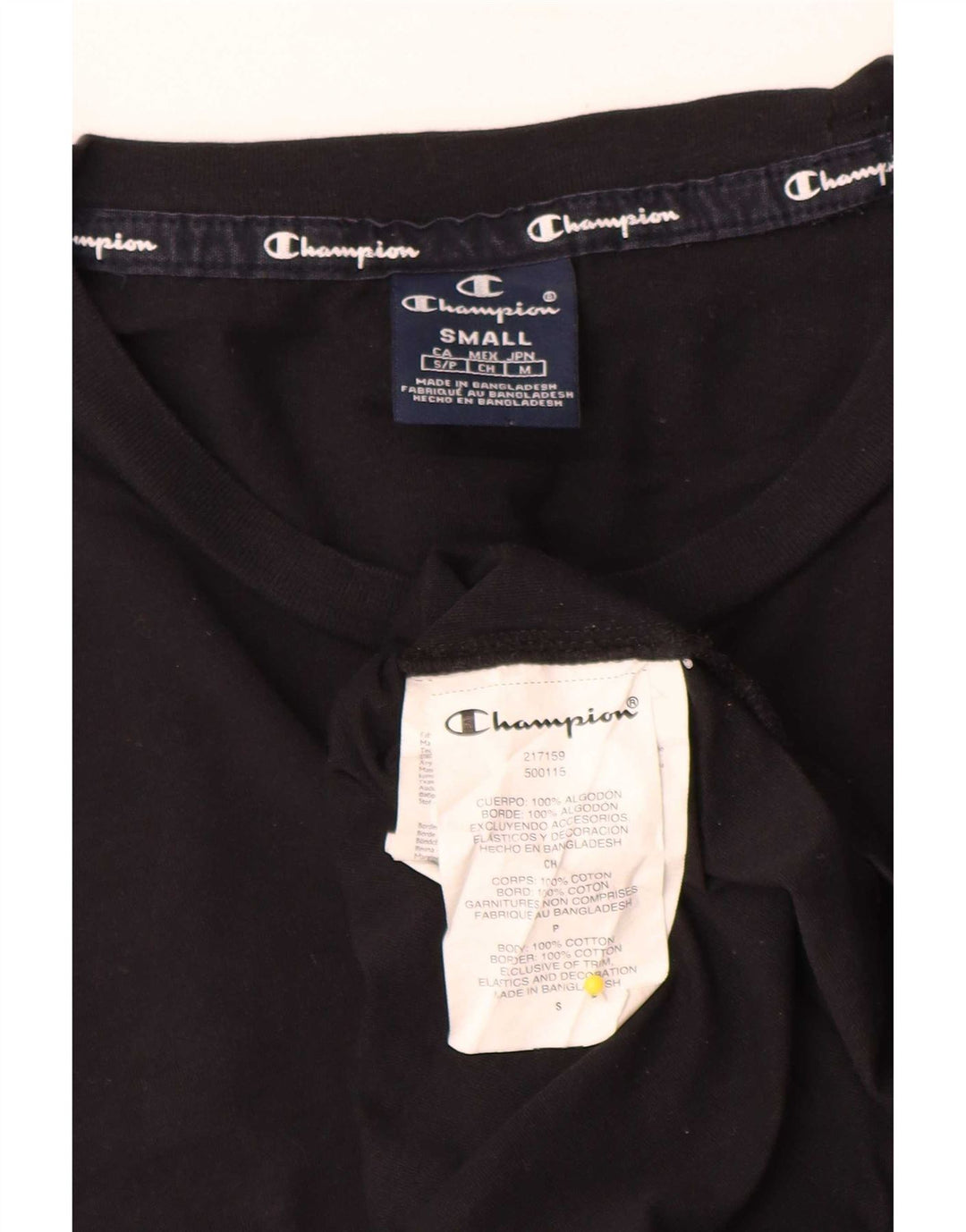 Champion Mens T-Shirt Top Small Black Cotton