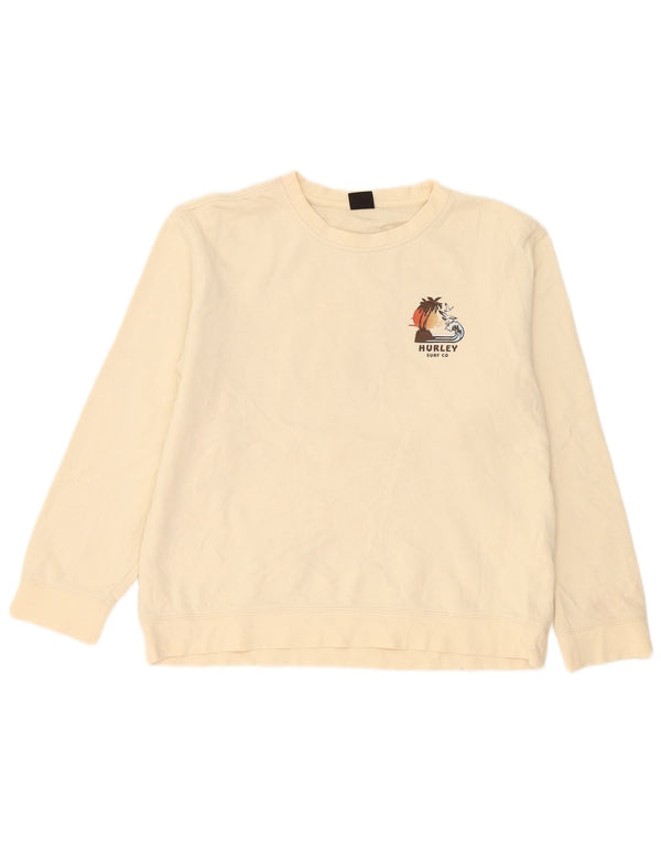 Hurley Herre Grafisk Sweatshirt Jumper Medium Beige Bomuld