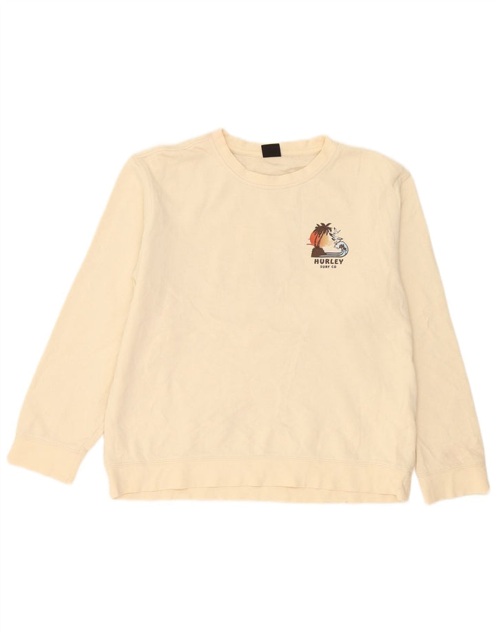Hurley Herre Grafisk Sweatshirt Jumper Medium Beige Bomuld