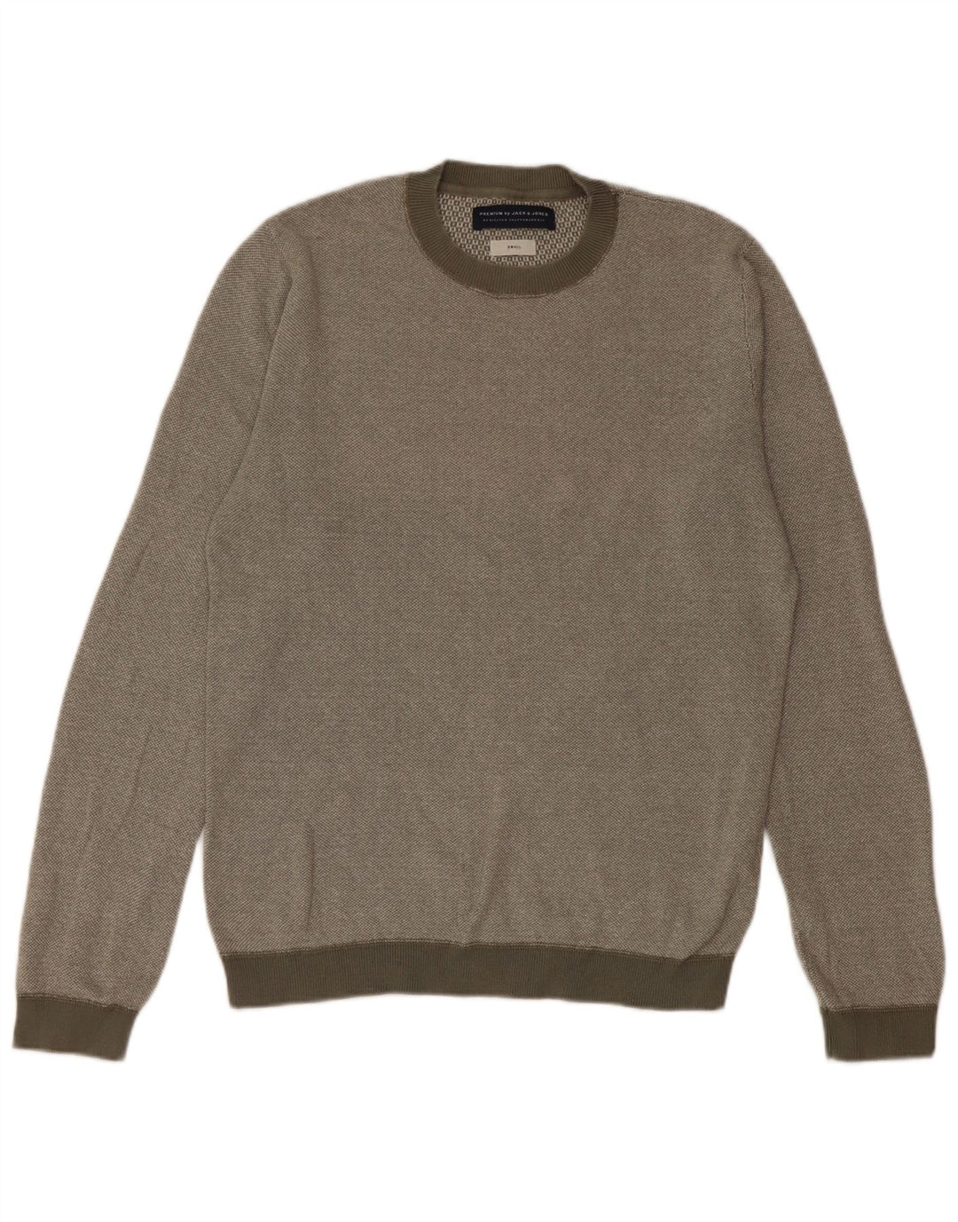 Jack & Jones Mens Crew Neck Jumper Sweater Small Khaki Cotton