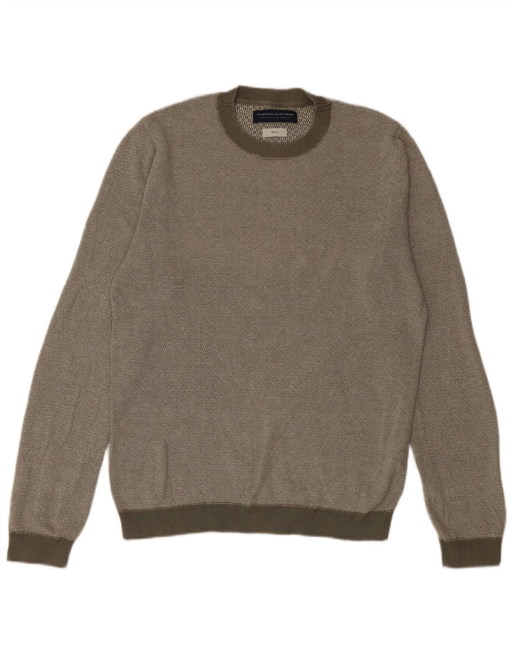 Jack & Jones Mens Crew Neck Jumper Sweater Small Khaki Cotton