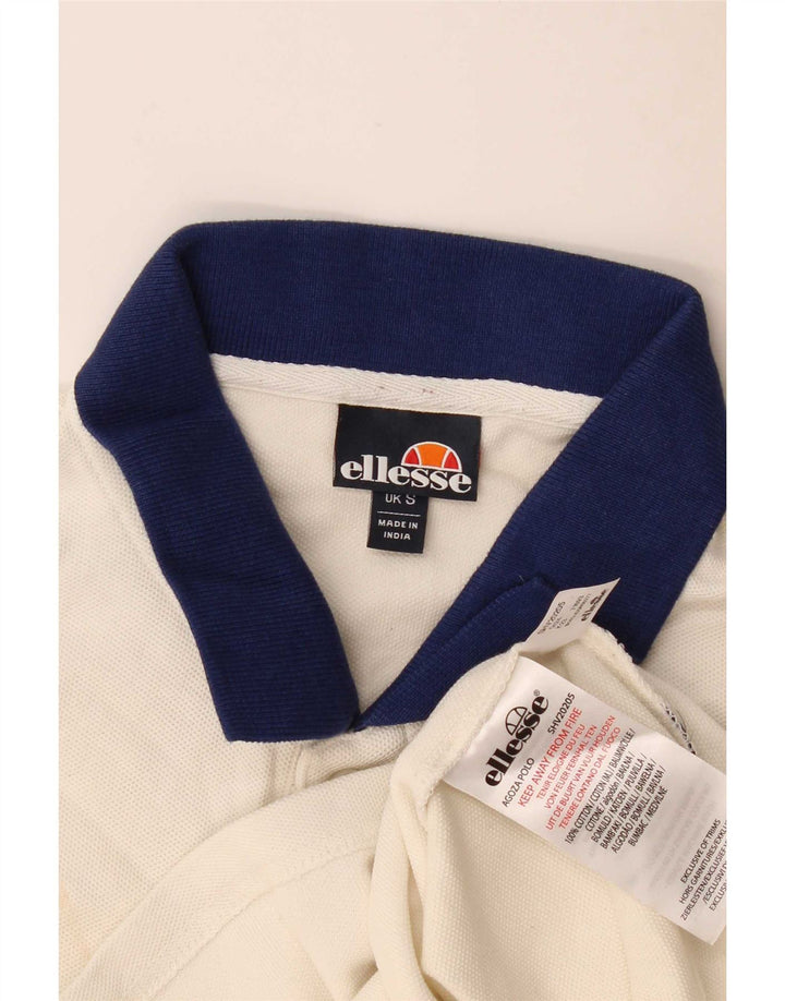 Ellesse Mens Polo Shirt Small Off White Cotton