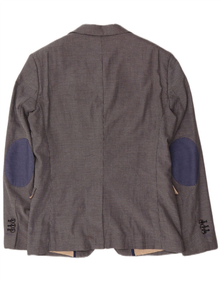 Zara Herre 2-knaps blazerjakke EU 48 Medium Navy Blue Houndstooth