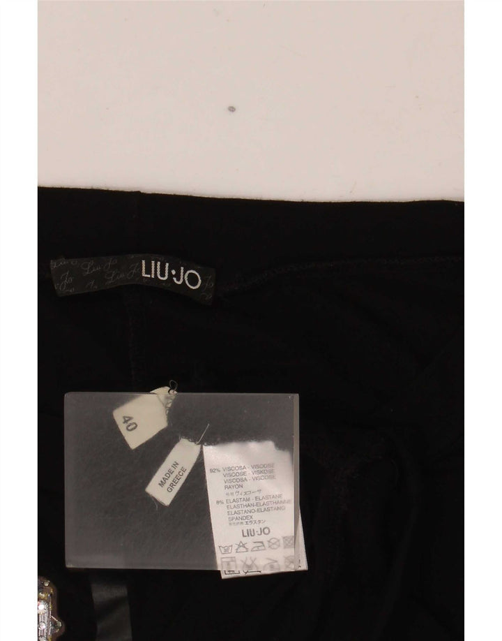 Liu Jo Womens Batwing Graphic Top 3/4 Sleeve IT 40 Small Black Viscose
