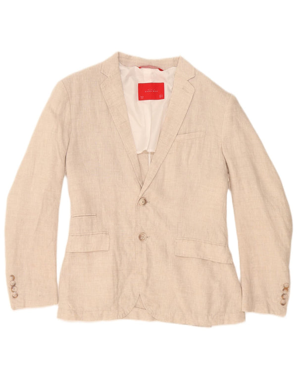 Zara Chaqueta tipo blazer de 2 botones para hombre EU 46 Small Beige