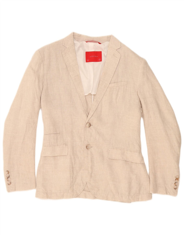 Zara Herren 2-Knopf-Blazerjacke EU 46 Small Beige