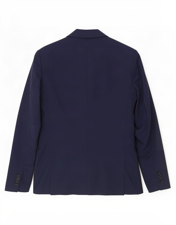 Jaqueta blazer masculina Zara com 2 botões UE 46 pequena azul marinho poliéster