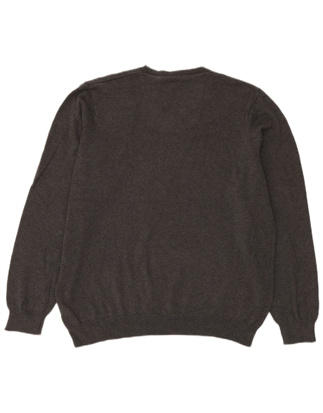 Marks & Spencer Mens Regular Fit V-Neck Jumper Sweater XL Grey Cotton