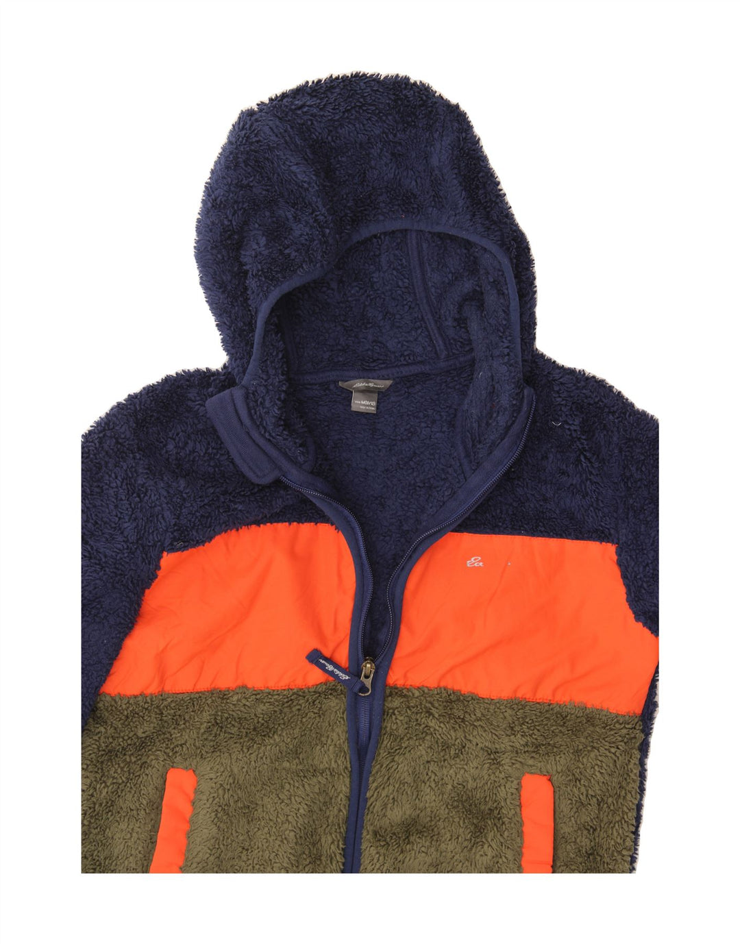 EDDIE BAUER Boys Fleece Jacket 10-11 Years Medium Navy Blue Colourblock Vintage Eddie Bauer and Second-Hand Eddie Bauer from Messina Hembry 