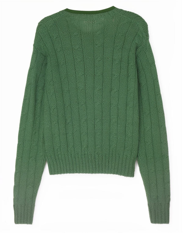 Vintage Womens Crop Cardigan Sweater UK 16 Large Green
