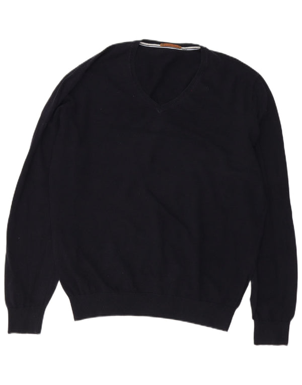 Męski sweter Massimo Dutti z dekoltem w kształcie litery V, XL, granatowy, bawełniany