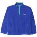 Fila Mens Button Neck Fleece Jumper IT 52 Large Blue Polyester