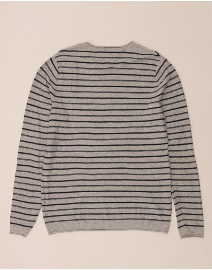 TOMMY HILFIGER Maglione da uomo girocollo in cotone a righe grigio medio
