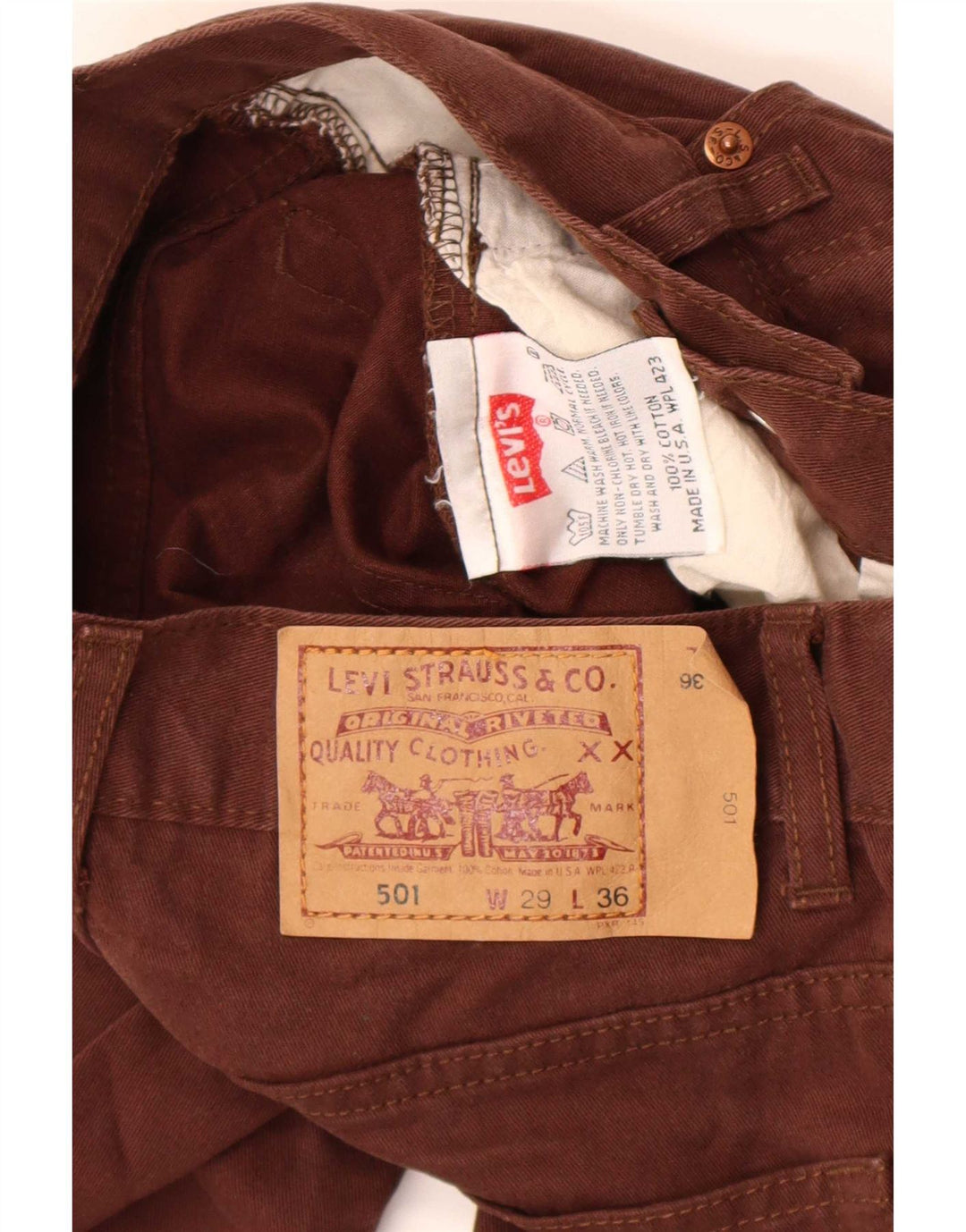 Levi's Womens 501 Straight Jeans W29 L32 Brown Cotton