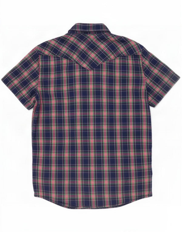 Hollister Mens Short Sleeve Shirt Small Blue Plaid Cotton