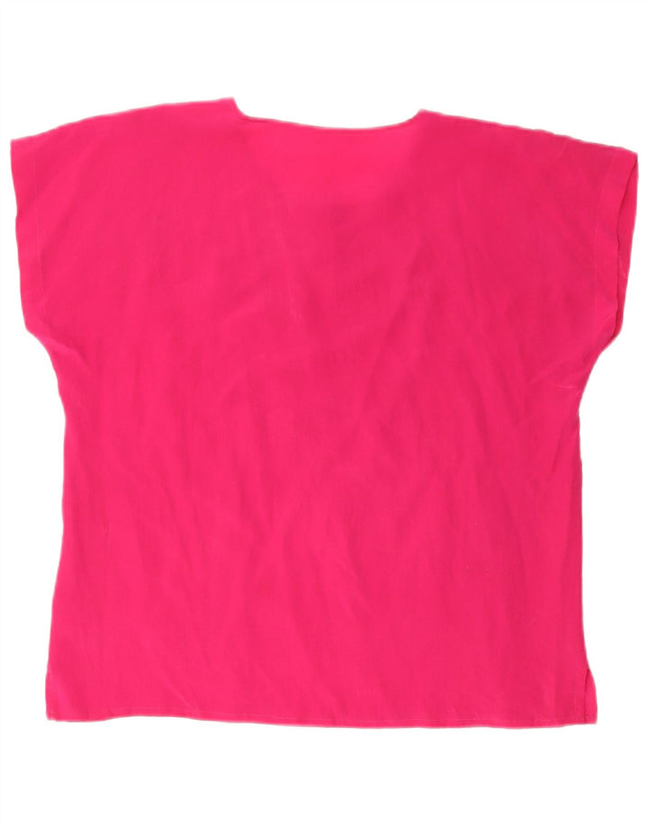 Vintage Womens Blouse Top UK 16 Large Pink Silk